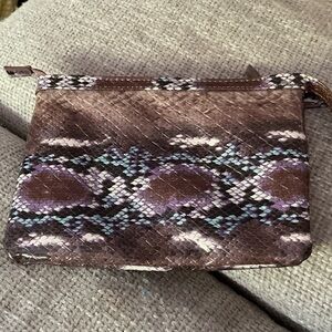Snake-Print Wristlet Pouch new without tag soft light vinyl cool design